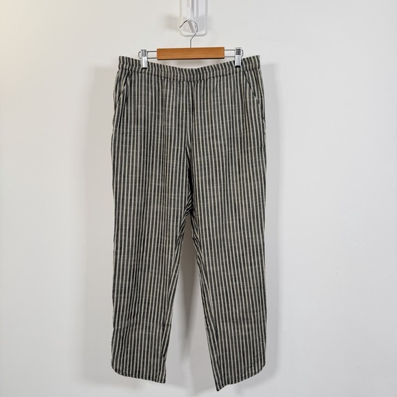 Marine Layer Pants - Marine Layer Allison Pant Womens Medium Gray Striped Boho Beach Minimalist 10185